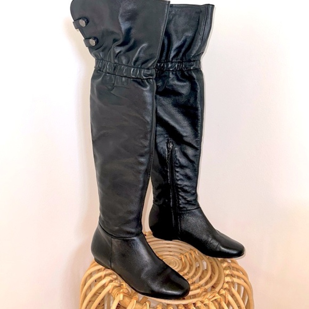 Calvin Klein Mayson Softy Nappa Over the Knee Leather Black Boots women’s 7.5M